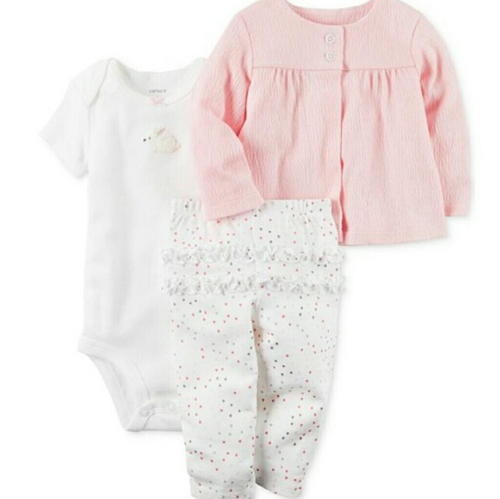 ❤NWOT Carters Baby Girls 3 piece bunny outfit